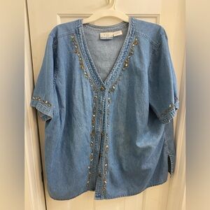 crystal embedded button up